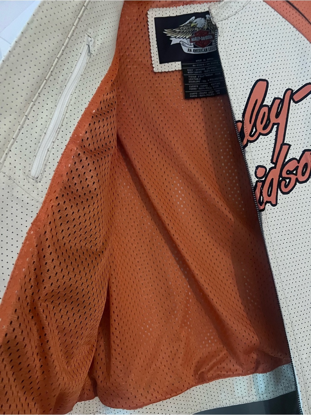 Harley-Davidson Peach and White Zip-Front Mesh Motorcycle Jacket - Picture 7 of 8